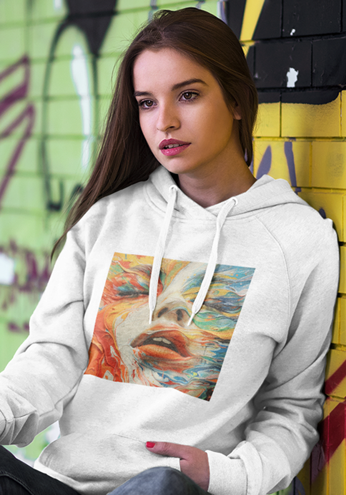 women’s hoodie with artistic graphic design polendo design apparel