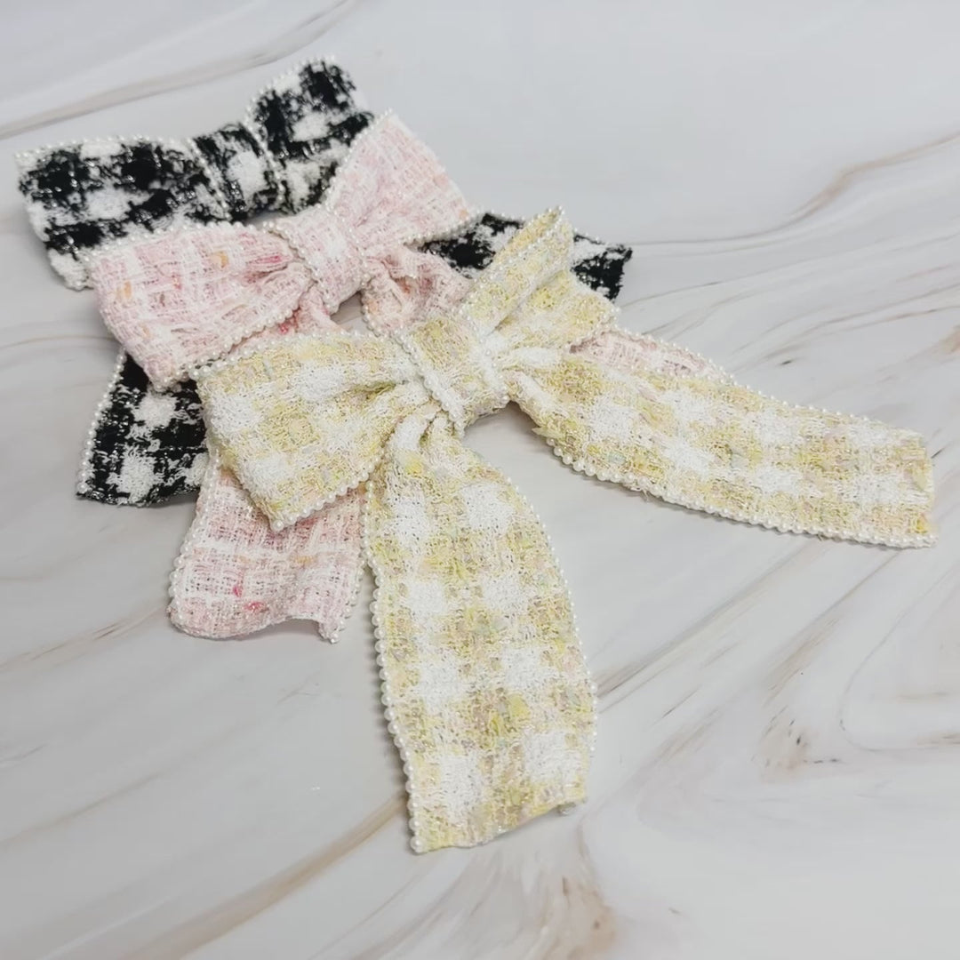 Luxury Soft Tweed Bow Hair Accessory