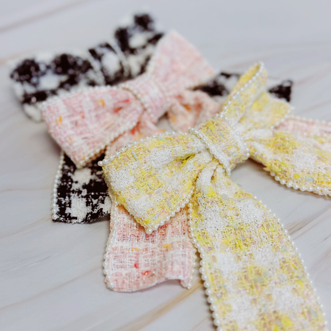 Luxury Soft Tweed Bow Hair Accessory