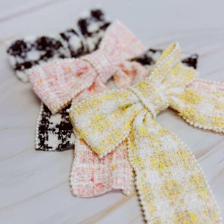 Luxury Soft Tweed Bow Hair Accessory