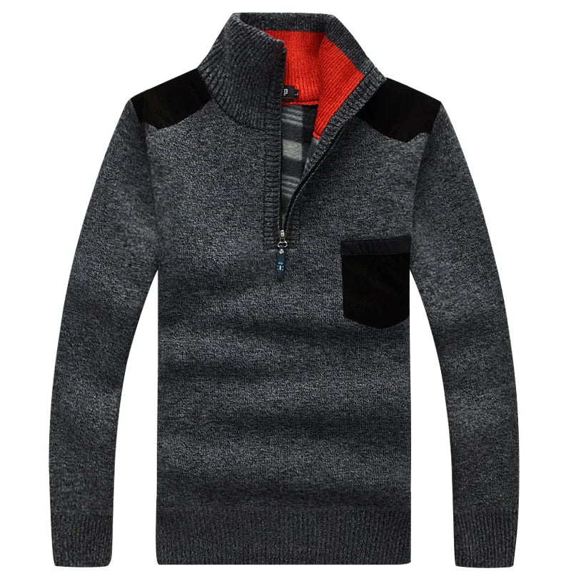 Men Quarter Zip Knitted Pullover Sweater - Polendo Design