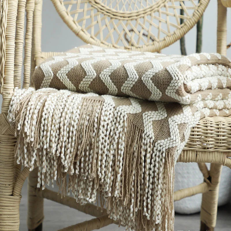 Nordic Knitted Decorative Bed Blanket