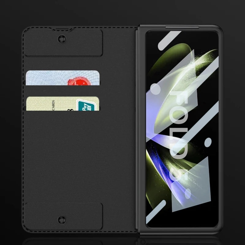 Shockproof Leather Case with Pen Slot for Samsung Galaxy Z Fold 5 - Polendo Design