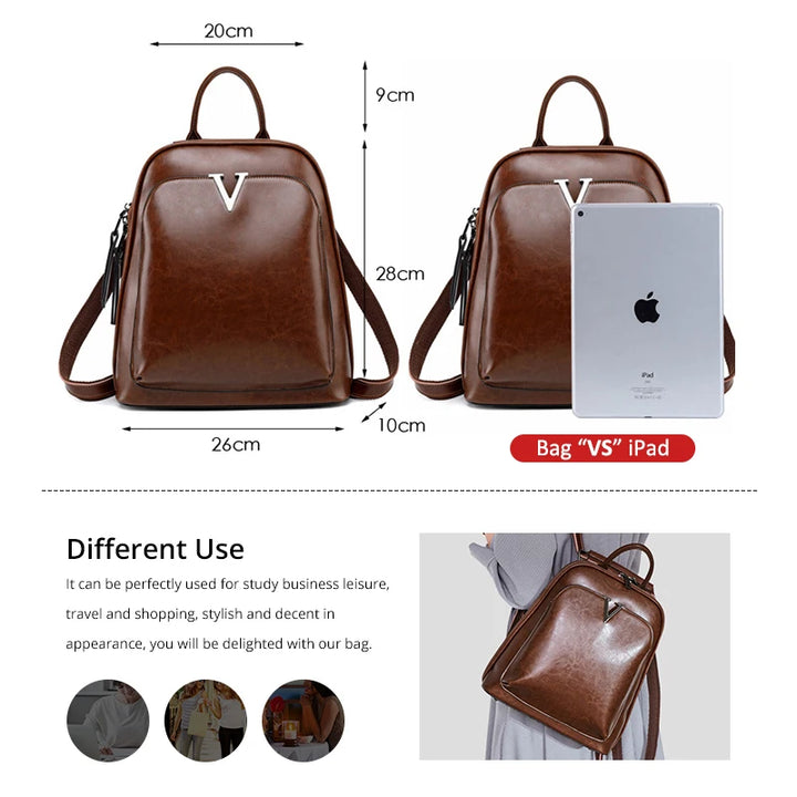 Vintage Leather Backpack for Women