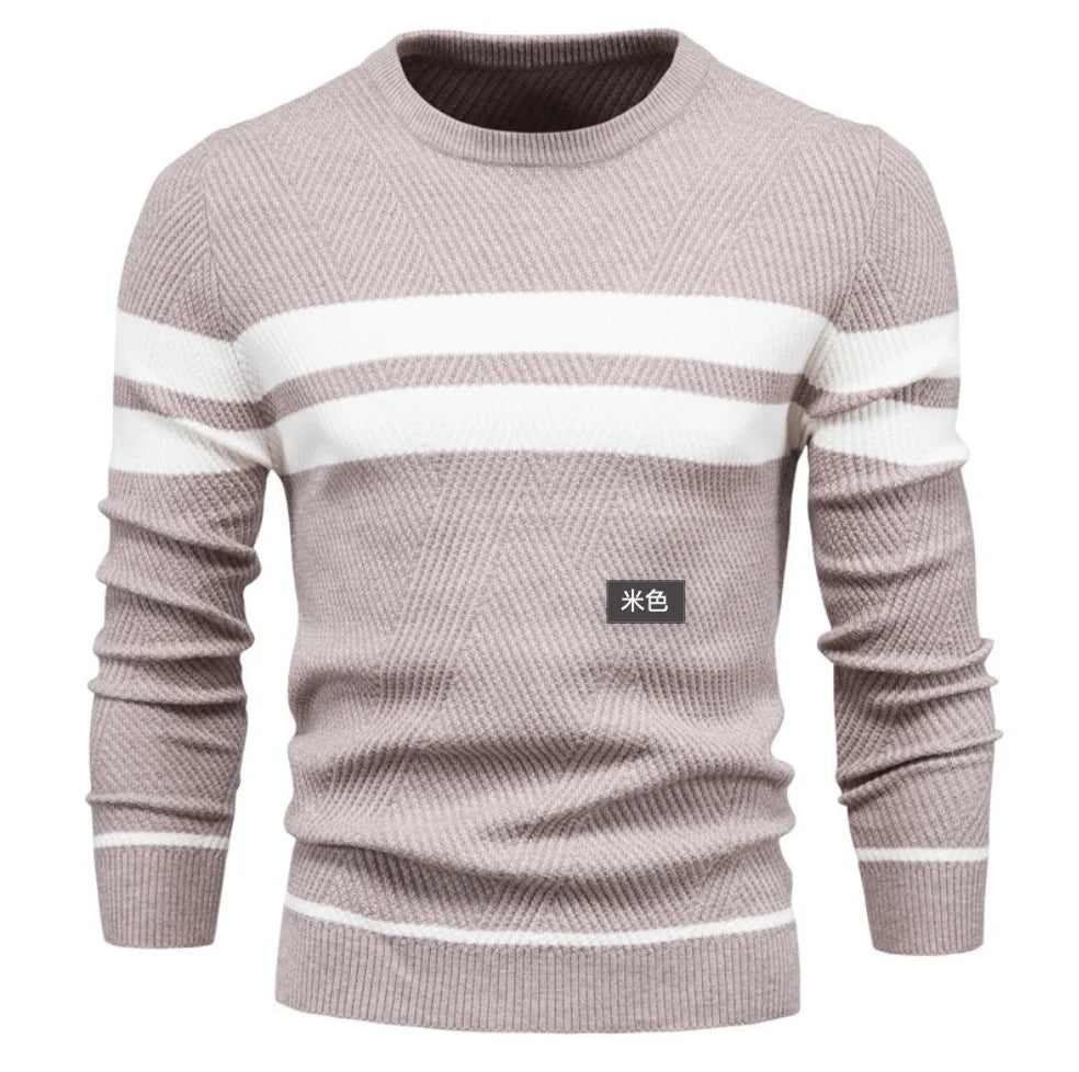 Mens Striped Pullover Sweater – Casual Knit - Polendo Design mens striped pullover sweater