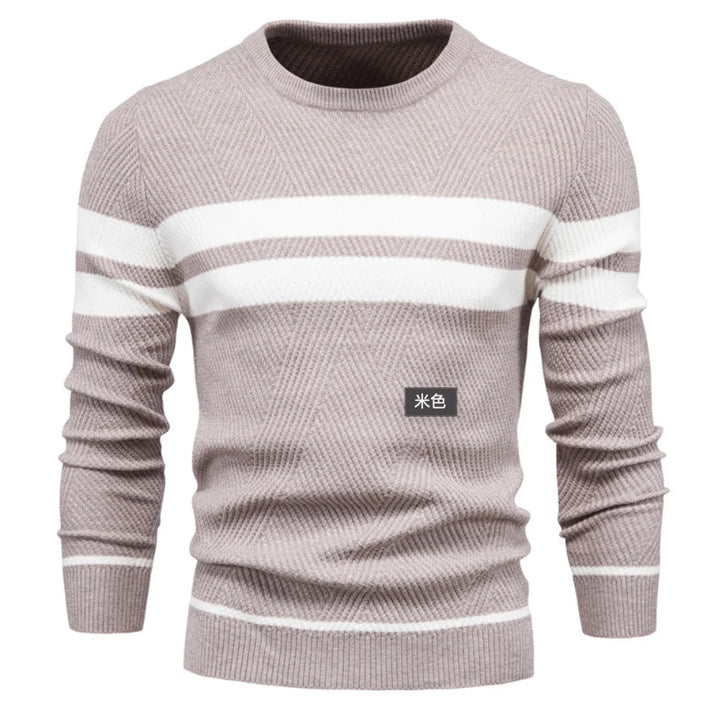Mens Striped Pullover Sweater – Casual Knit - Polendo Design mens striped pullover sweater