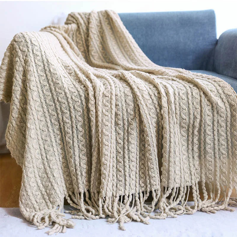 Nordic Knitted Decorative Bed Blanket
