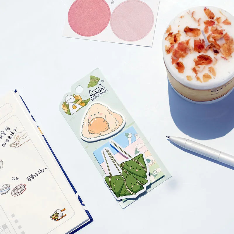 Nekoni Kawaii Self-Stick Memo Notes – Food Sticky Tabs &amp; Bookmarks - Polendo Design kawaii sticky notes