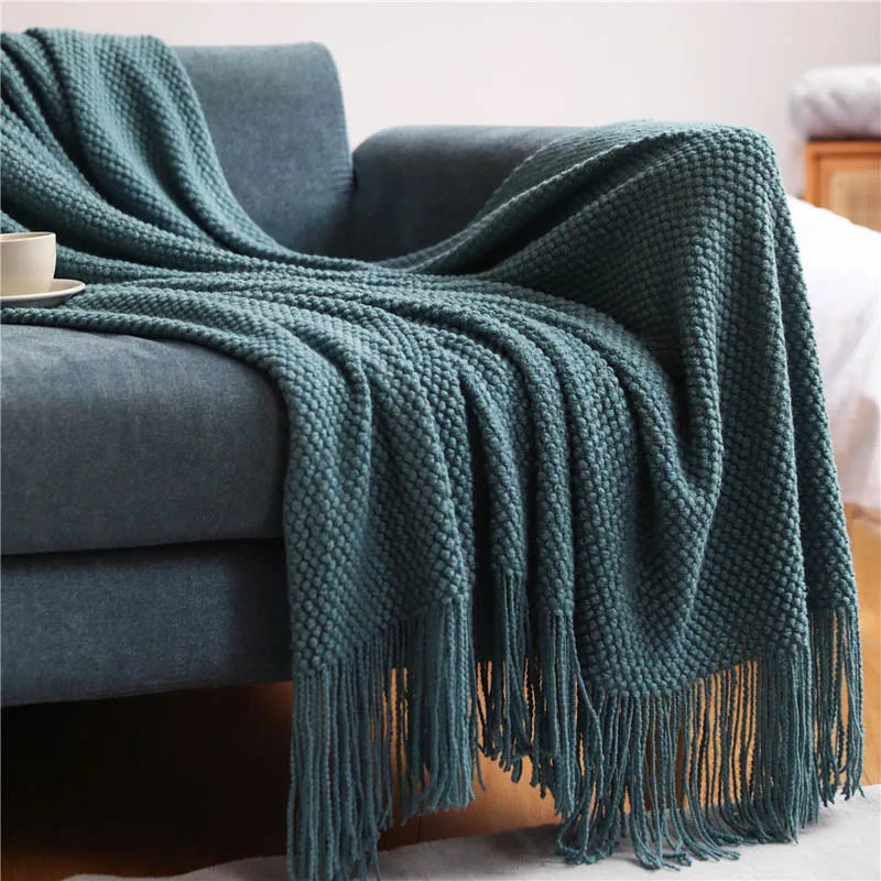 Nordic Knitted Decorative Bed Blanket
