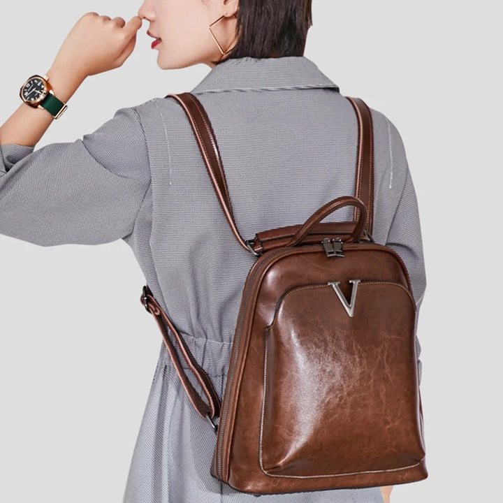 Vintage Leather Backpack for Women