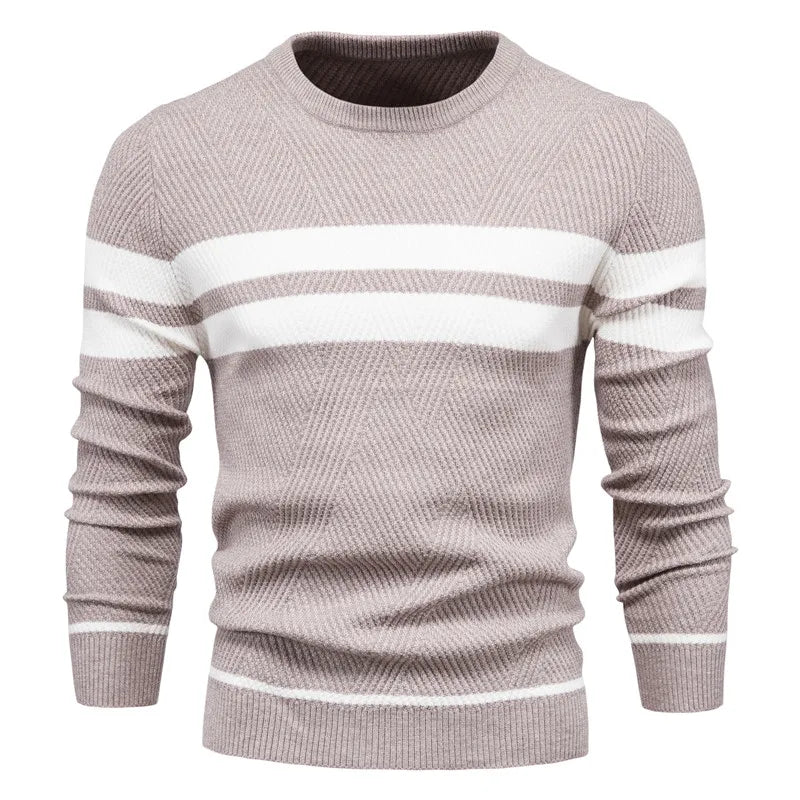 Mens Striped Pullover Sweater – Casual Knit - Polendo Design mens striped pullover sweater