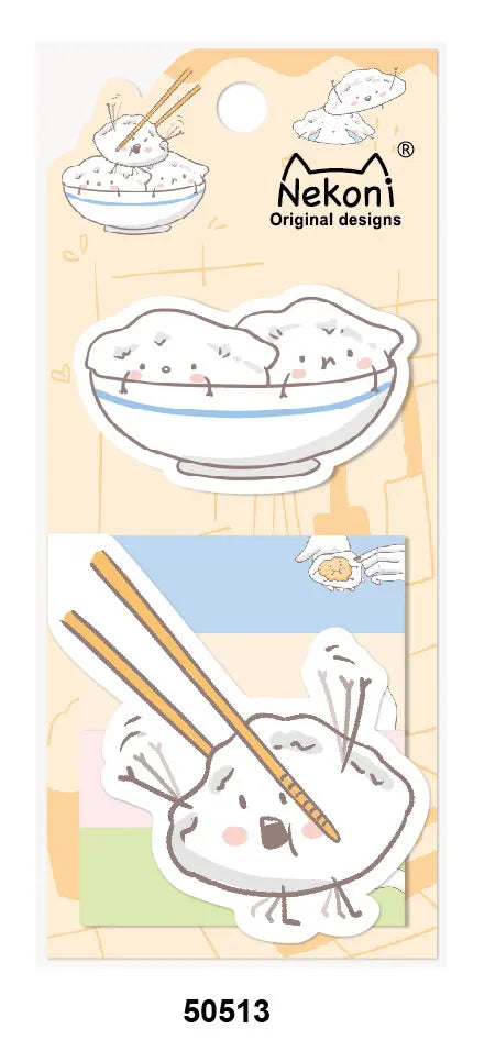 Nekoni Kawaii Self-Stick Memo Notes – Food Sticky Tabs &amp; Bookmarks - Polendo Design kawaii sticky notes