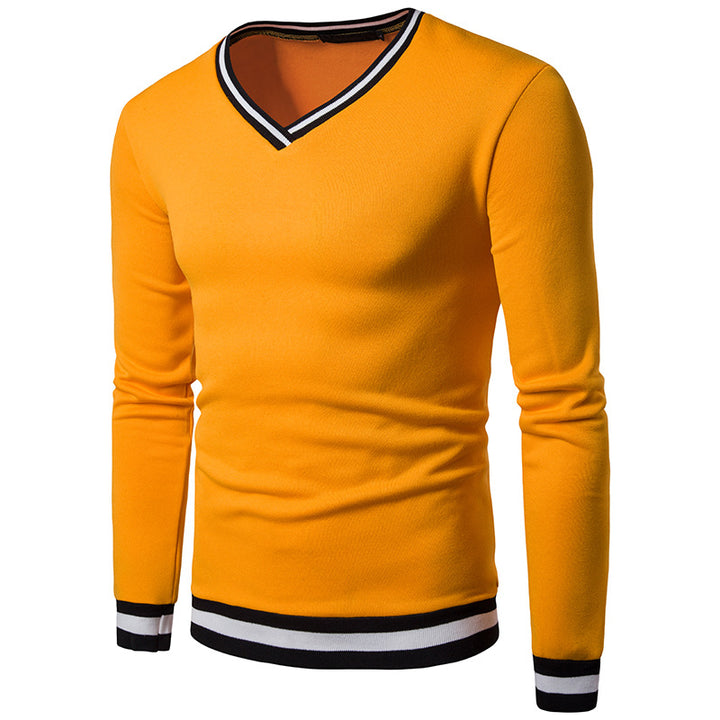 Spring Mens High Quality Long Sleeve Stitching V-Neck Sweater - Polendo Design mens v neck sweater