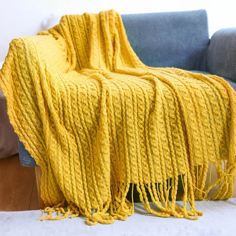 Nordic Knitted Decorative Bed Blanket
