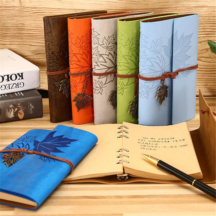 Vintage Refillable Maple Leaf Leather Journal