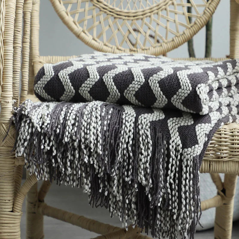 Nordic Knitted Decorative Bed Blanket