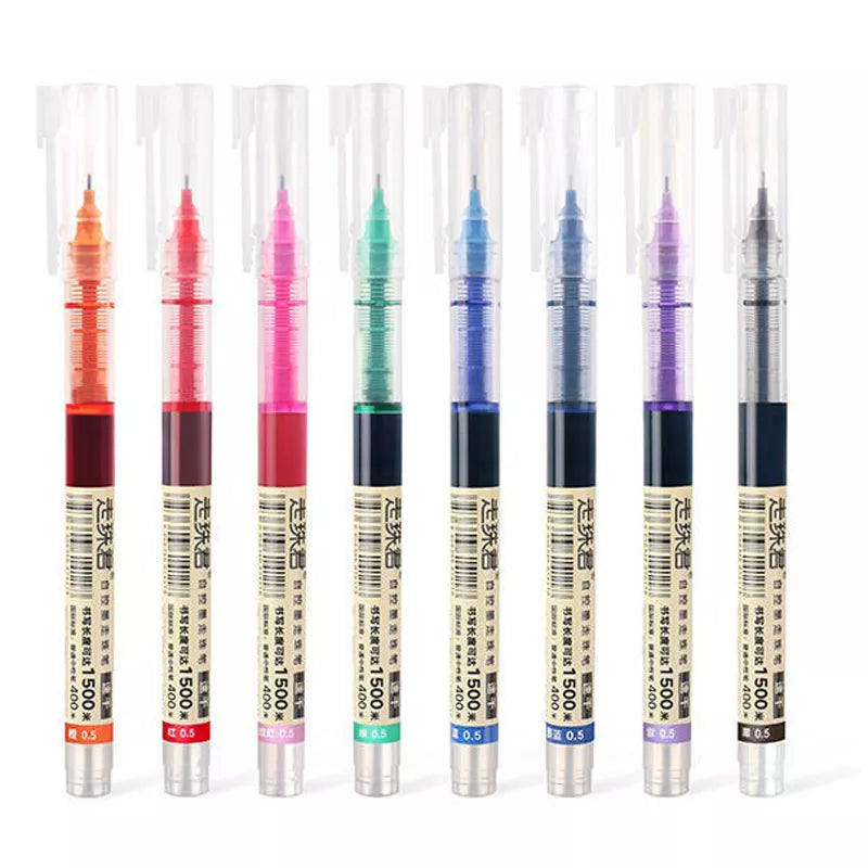 8-Color Liquid Gel Pen Set – 0.5mm Rollerball Pens for School & Office - Polendo Design 8 color gel pen set