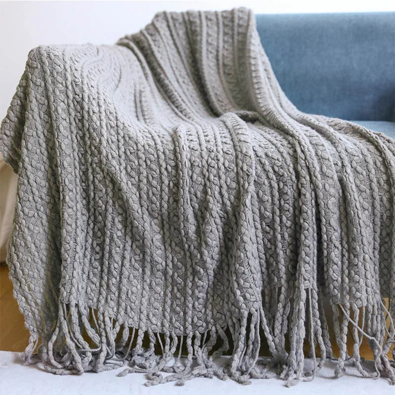 Nordic Knitted Decorative Bed Blanket