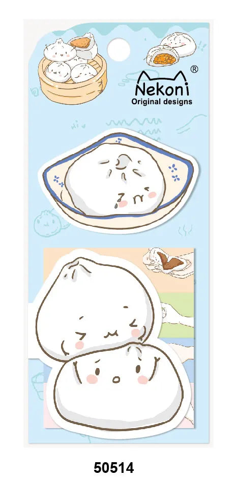 Nekoni Kawaii Self-Stick Memo Notes – Food Sticky Tabs &amp; Bookmarks - Polendo Design kawaii sticky notes