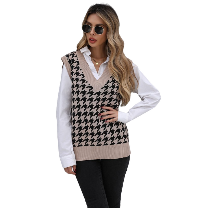 Womens V Neck Sweater Vest – Casual Knit - Polendo Design womens v neck sweater vest