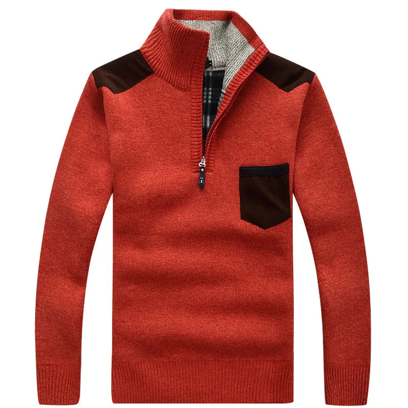 Men Quarter Zip Knitted Pullover Sweater - Polendo Design