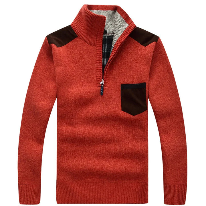 Men Quarter Zip Knitted Pullover Sweater - Polendo Design