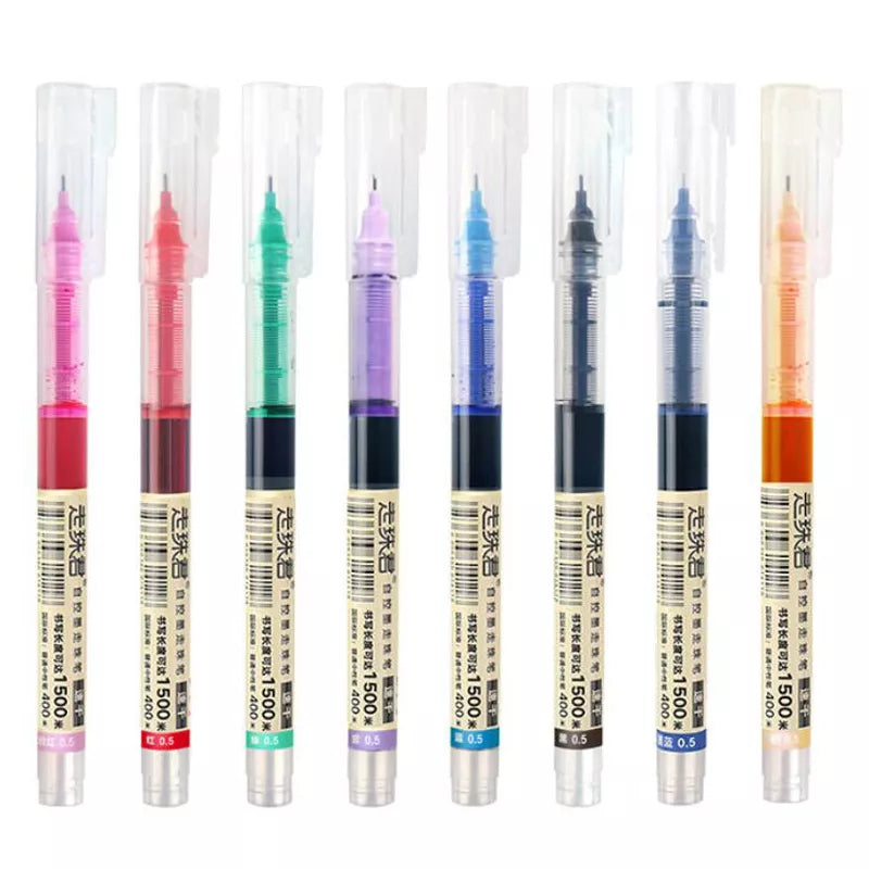 8-Color Liquid Gel Pen Set – 0.5mm Rollerball Pens for School &amp; Office - Polendo Design 8 color gel pen set