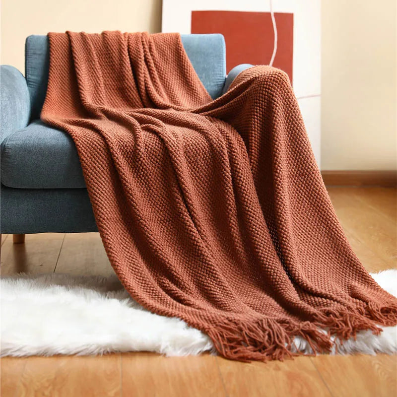 Nordic Knitted Decorative Bed Blanket