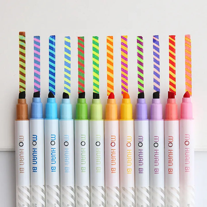 12PCS Magic Color Changing Pens – Highlighter &amp; Marker Set - Polendo Design magic color changing pens