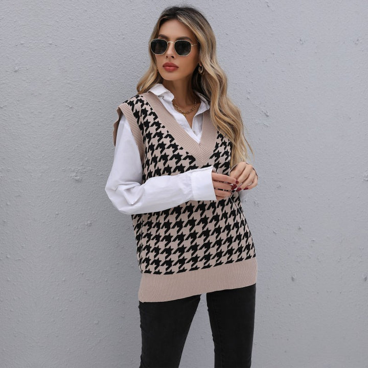 Womens V Neck Sweater Vest – Casual Knit - Polendo Design womens v neck sweater vest