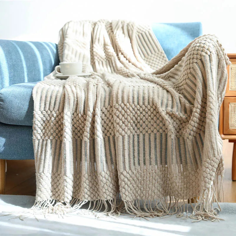 Nordic Knitted Decorative Bed Blanket