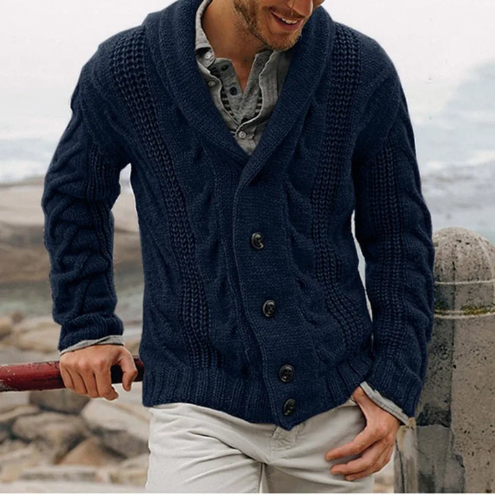Mens Cable Knit Cardigan – Button Sweater - Polendo Design mens cable knit cardigan