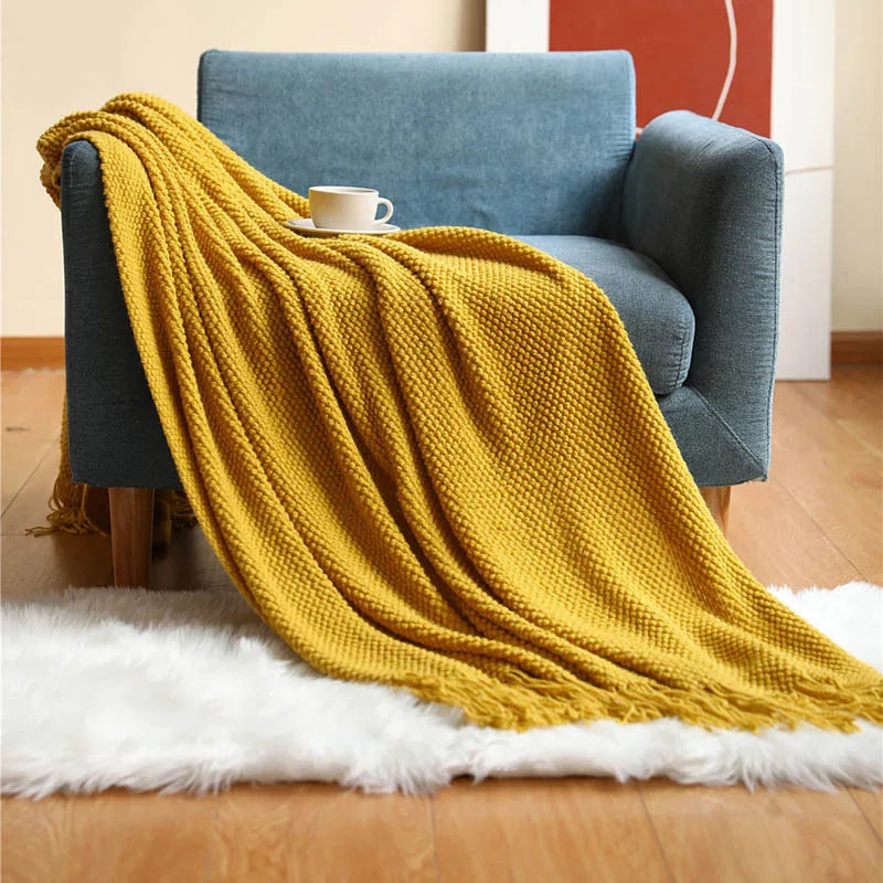 Nordic Knitted Decorative Bed Blanket