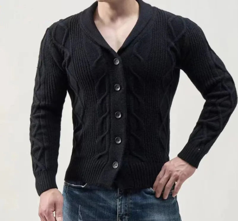 Mens Cable Knit Cardigan – Button Sweater - Polendo Design mens cable knit cardigan