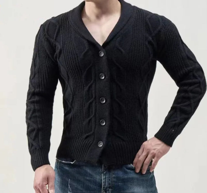 Mens Cable Knit Cardigan – Button Sweater - Polendo Design mens cable knit cardigan