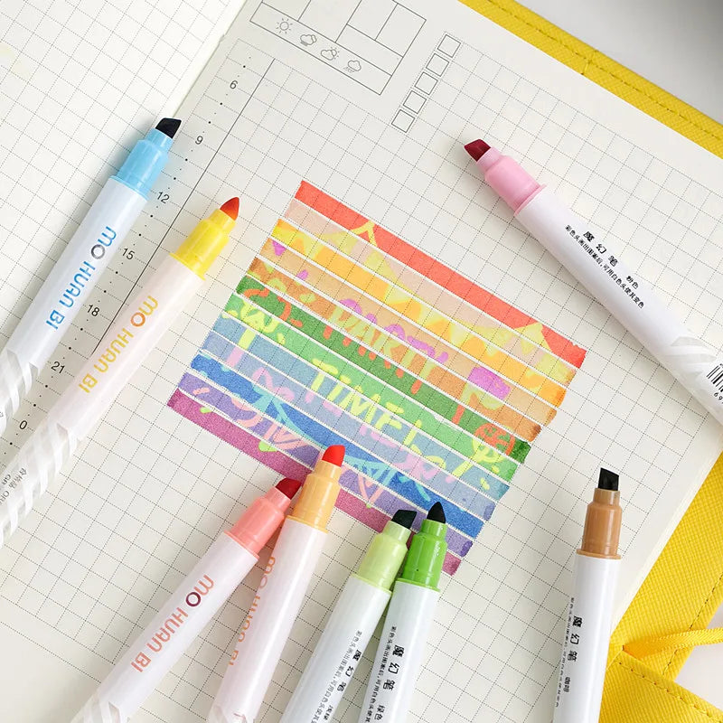 12PCS Magic Color Changing Pens – Highlighter &amp; Marker Set - Polendo Design magic color changing pens