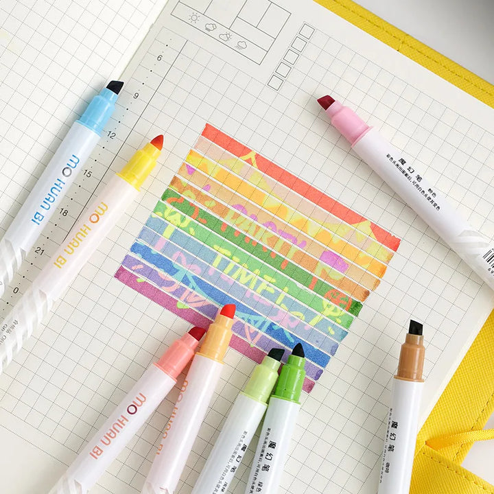 12PCS Magic Color Changing Pens – Highlighter &amp; Marker Set - Polendo Design magic color changing pens