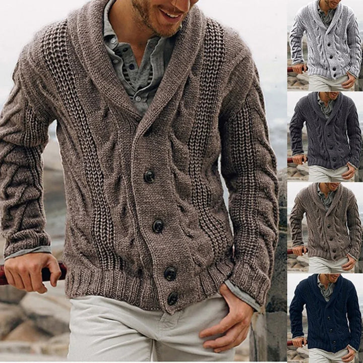 Mens Cable Knit Cardigan – Button Sweater - Polendo Design mens cable knit cardigan