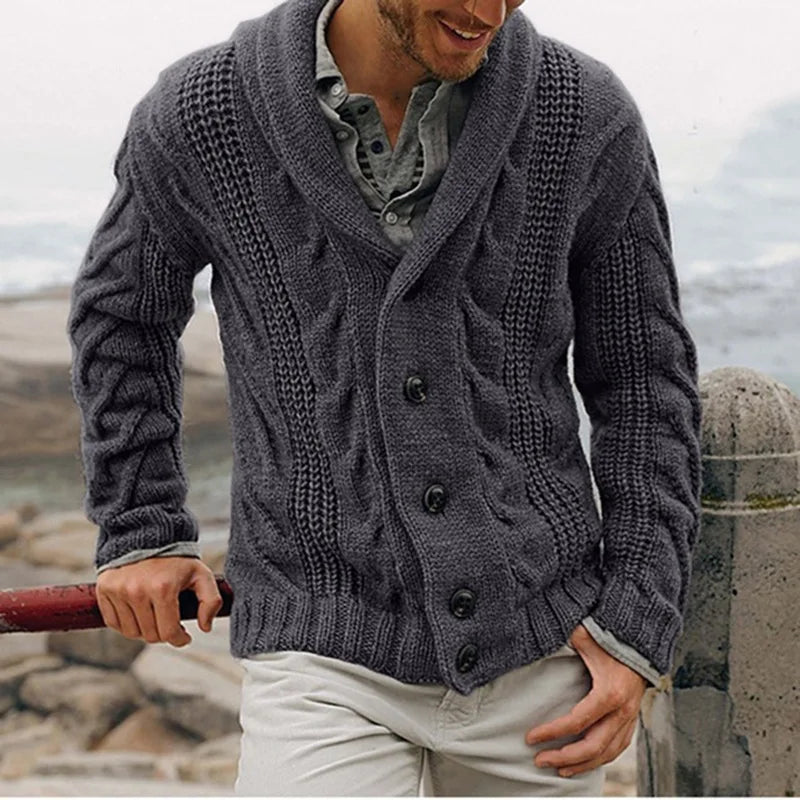 Mens Cable Knit Cardigan – Button Sweater - Polendo Design mens cable knit cardigan