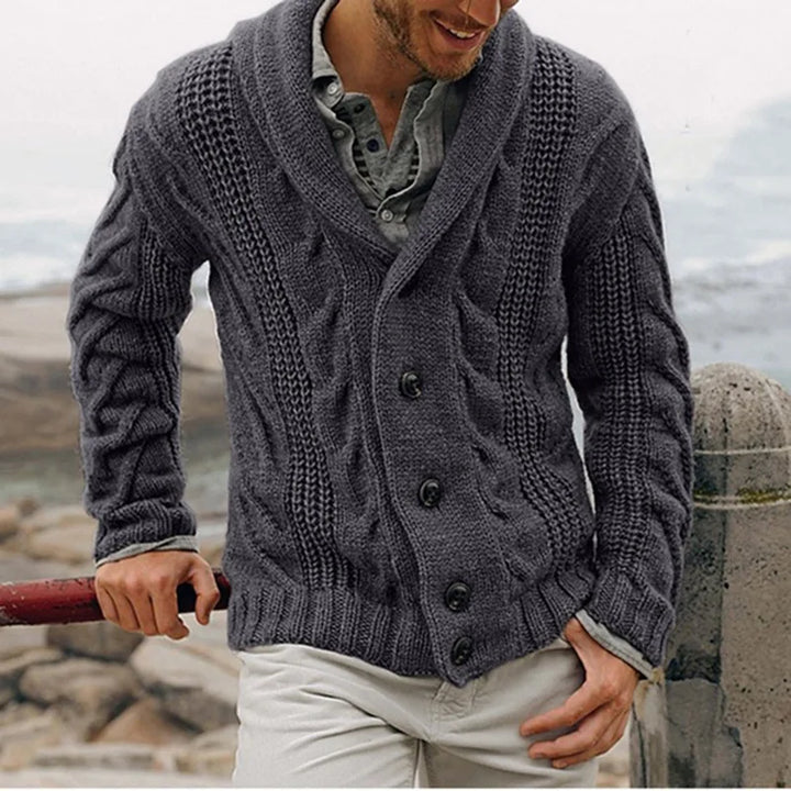 Mens Cable Knit Cardigan – Button Sweater - Polendo Design mens cable knit cardigan