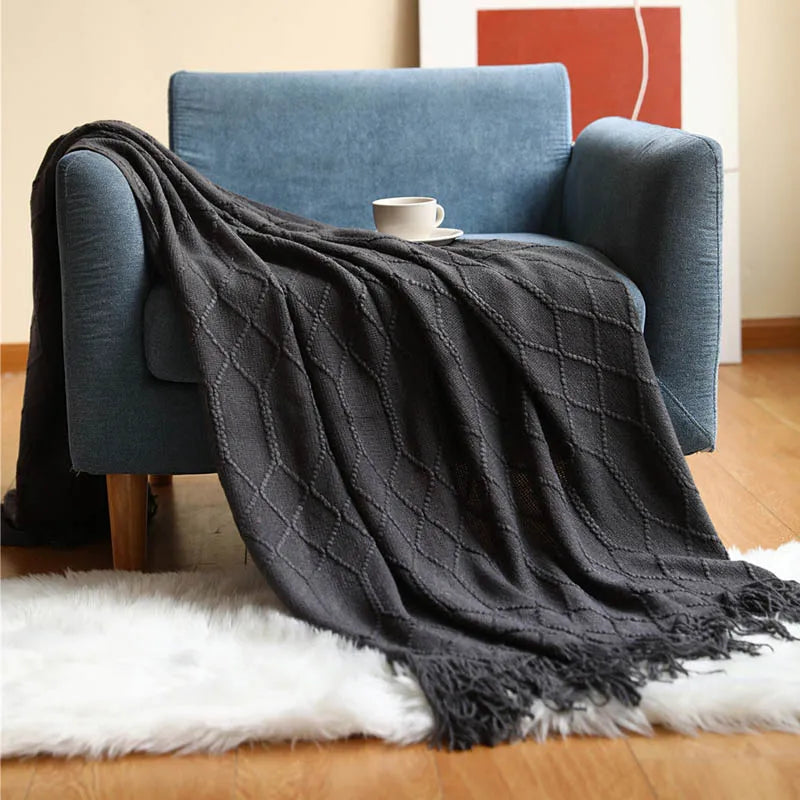 Nordic Knitted Decorative Bed Blanket