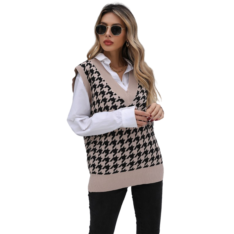Womens V Neck Sweater Vest – Casual Knit - Polendo Design womens v neck sweater vest