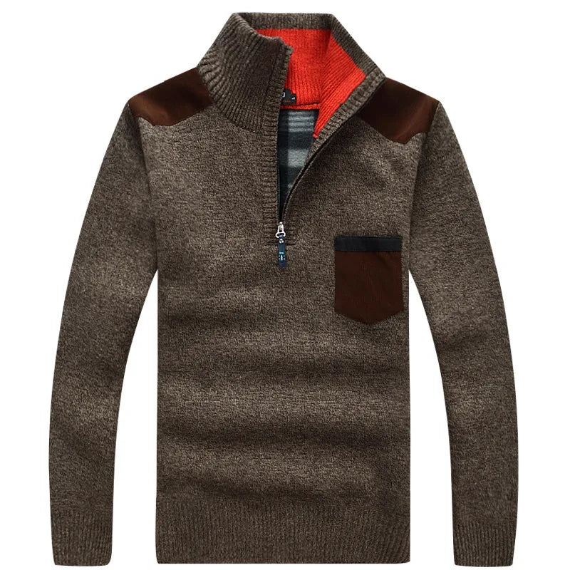 Men Quarter Zip Knitted Pullover Sweater - Polendo Design
