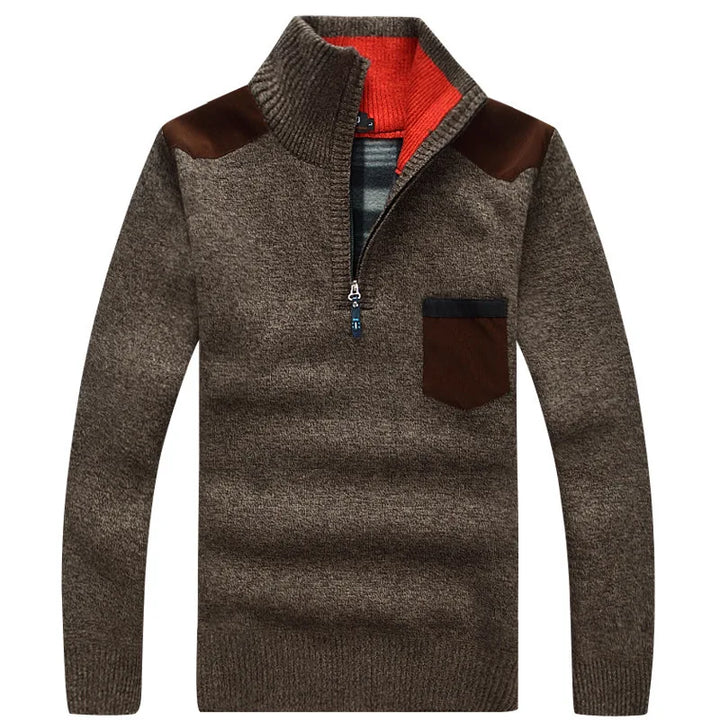 Men Quarter Zip Knitted Pullover Sweater - Polendo Design
