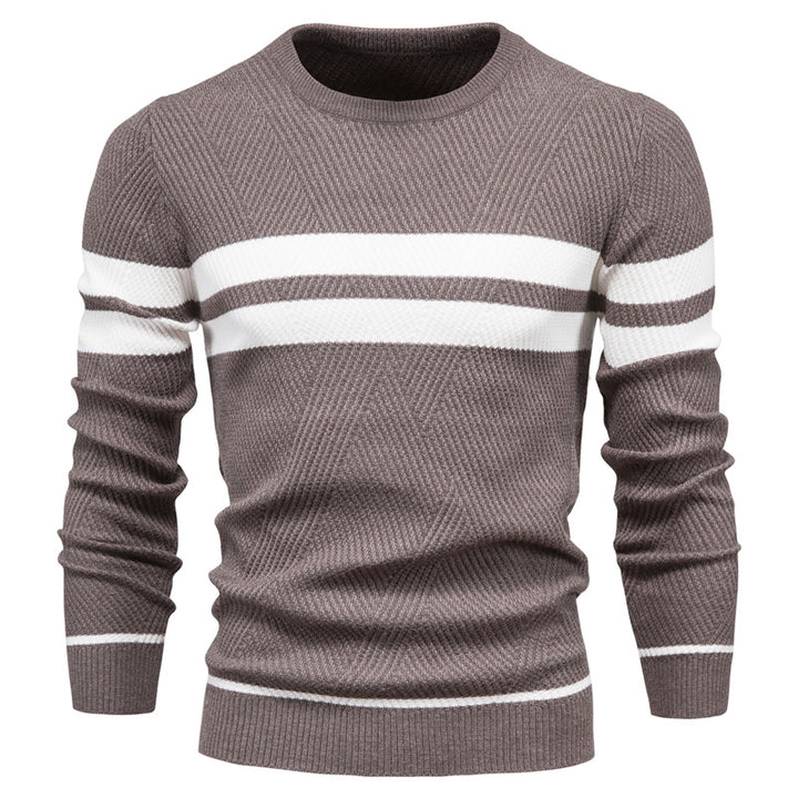 Mens Striped Pullover Sweater – Casual Knit - Polendo Design mens striped pullover sweater