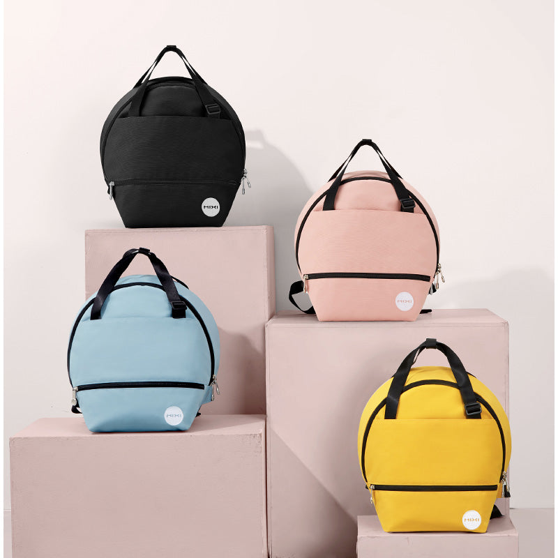 Square Round Pink Backpack Leisure School Travel Bag