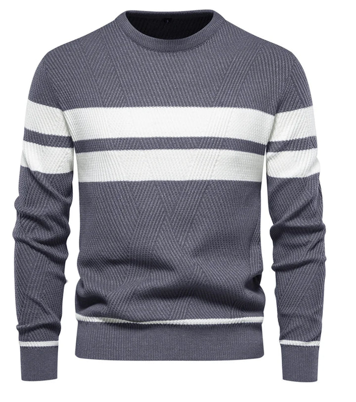 Mens Striped Pullover Sweater – Casual Knit - Polendo Design mens striped pullover sweater