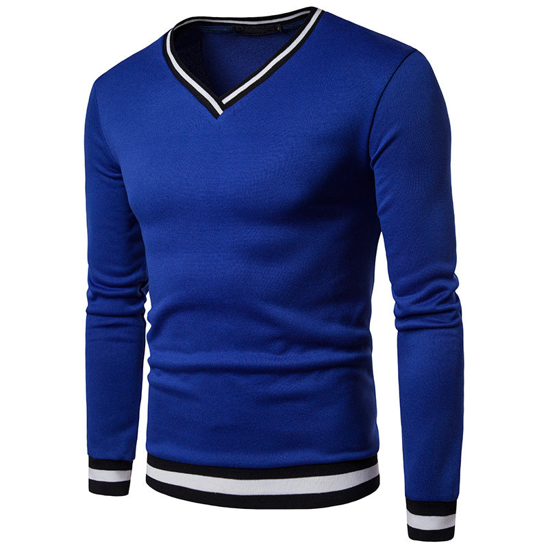 Spring Mens High Quality Long Sleeve Stitching V-Neck Sweater - Polendo Design mens v neck sweater