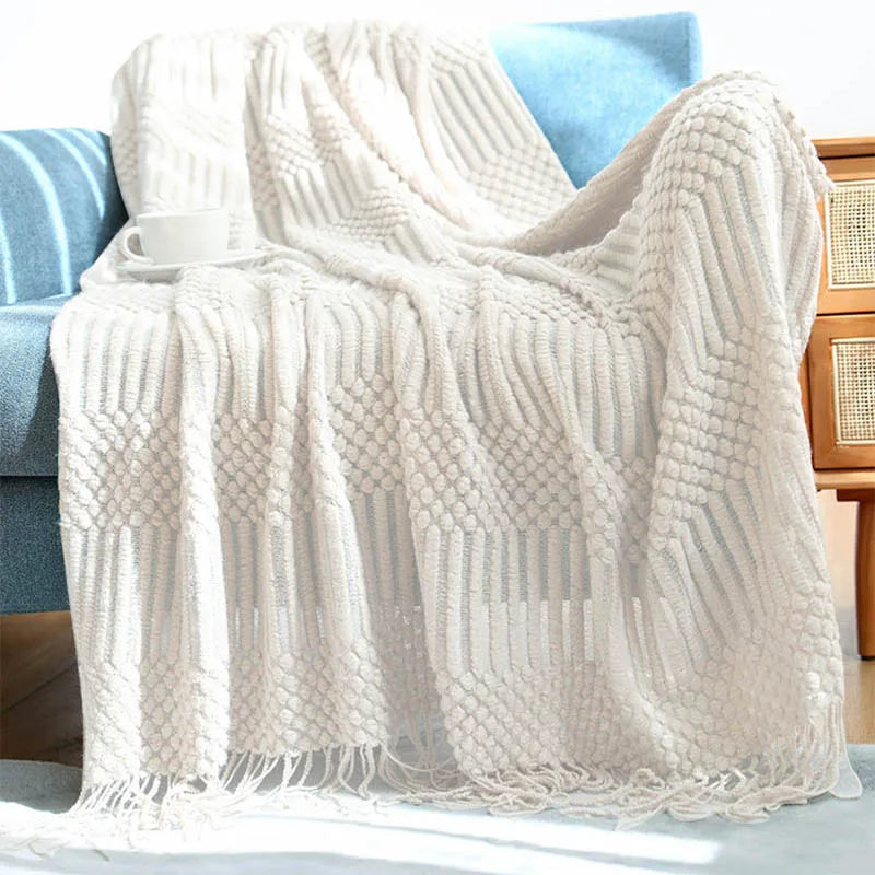 Nordic Knitted Decorative Bed Blanket