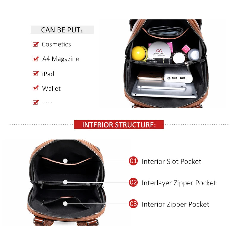 Vintage Leather Backpack for Women